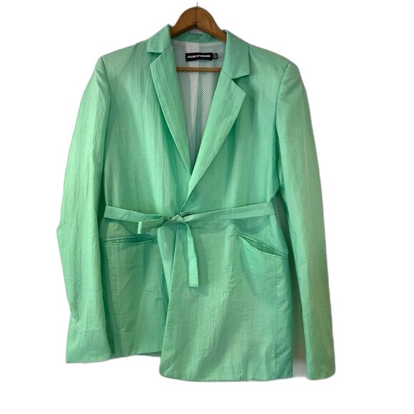 House of Holland Oversized Belted Ripstop Green Blazer 4 $575 Retail - Picture 4 of 11